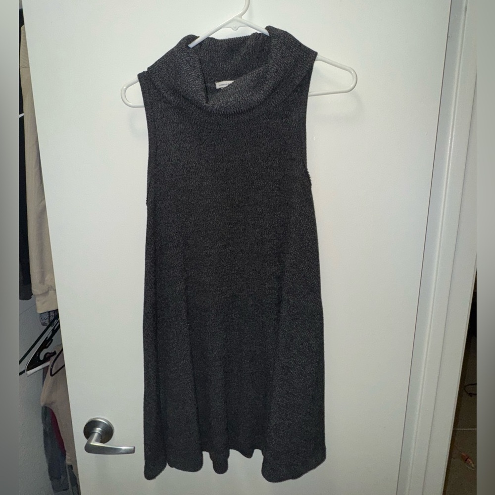 Sleeveless Gray Turtleneck Dress